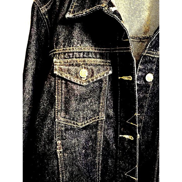 Blue Faith Women Plus Size 2X Button Crop Cotton Denim Blue Jean Jacket Pockets - Picture 4 of 13